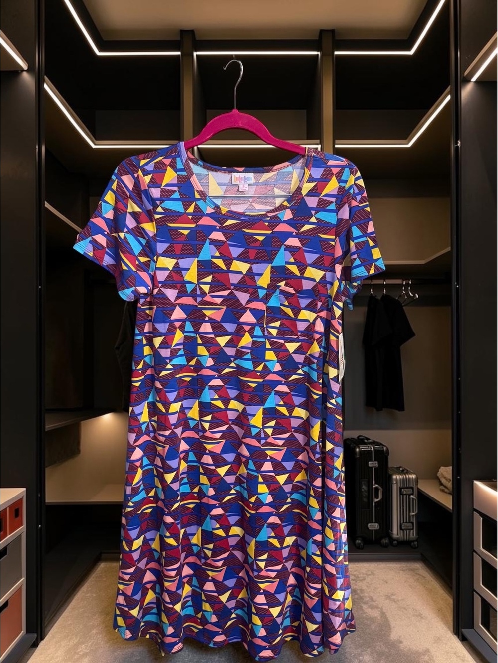 LuLaRoe Carly Dress Small NWT Colorful Geometric Memphis Print Short Sleeve